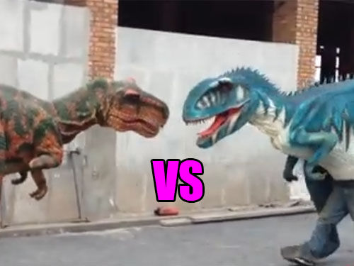 Dinosaur Costumes Fighting